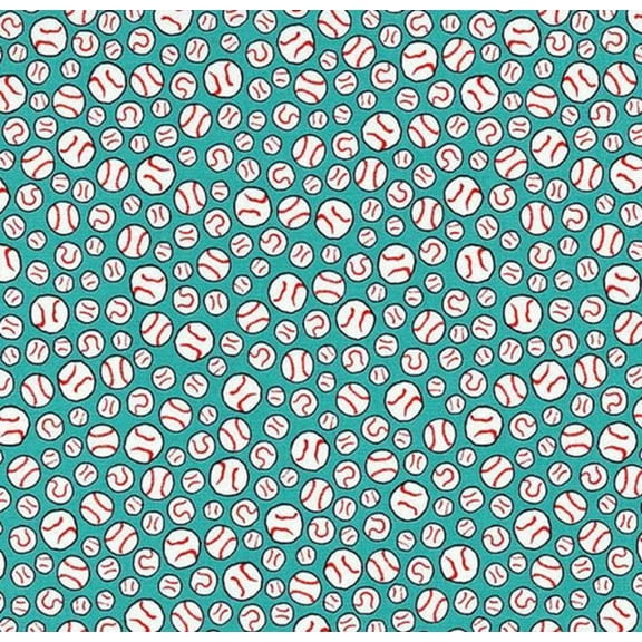 Peanuts "All Star" Baseballs Blue 100% Cotton Fabric Sold by The Yard