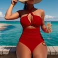 thumbnail image 3 of RUTAYY Women's One Piece Swimsuits V Neck Push Up Solid Color Resort Bodysuits Training Slim Fit Bathing Suit, 3 of 4