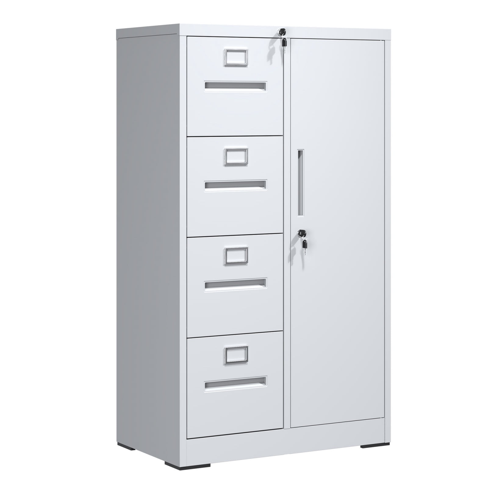Metal Storage Vertical Filing Cabinet with Lock, Steel File Locker with 4 Drawers and 1 door for School, Living Room, Bedroom, Office