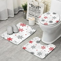 Multicolor Christmas Snowflake Pattern Bathroom Rugs Sets 3 Piece,Toilet Cover Set,Absorbent Non Slip Bathroom Mats Sets with U-Shaped Contour Rug Toilet Rug Set