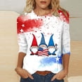 thumbnail image 4 of UPPADA 4th of July American Flag Shirt for Women 3/4 Sleeve Patriotic Shirt Usa Flag Star Stripes Graphic Tees Summer Crewneck Tunic Tops,Patriotic Shirts Red,XL, 4 of 5