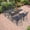 Blue Cushion, variant on Hzzkey 5-Piece Black Cast Aluminum Outdoor Dining Set with Rectangular Table for Patio, Deck, Garden - Compact Size Chair (Seat Width: 15.35")