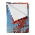 thumbnail image 2 of Mountain Soft Flannel Fleece Throw Blanket, Far Away View of a Mountainous Area in Autumn, Cozy Plush for Indoor and Outdoor Use, 50" x 70", Vermilion Pale Sky Blue, by Ambesonne, 2 of 5
