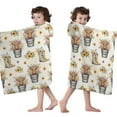 thumbnail image 4 of Beige Highland Cow Bucket Boot Flower Pattern Hooded Bath Towel，50"x30" for Ages 3 To 12 Kids, Quick Dry Lightweight Soft Microfiber Hood Beach Towel Cover Up for Kids, 4 of 7