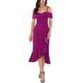 thumbnail image 2 of INSPIRE CHIC Vestidos de Fiesta para Mujeres con Tirantes Espagueti, Vestido Midi con Volantes para Invitadas de Boda, Color Púrpura, 2 of 6