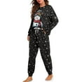 thumbnail image 2 of SCRAWLGOD Snowman Christmas Pajamas for Women Snowflakes Pjs Womens Sets Long Sleeve Size L Crewneck Ladies Jogger Pjs Set Elastic 2 Set Outfits for Women, 2 of 7