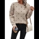 thumbnail image 3 of Suéteres de Lunares para Mujer, Jersey de Punto de Larga y Cuello Redondo. Caqui L, 3 of 9