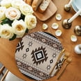 thumbnail image 2 of Brown Aztec Round 13 Inch Placemats Set of 6, Boho Southwest Ethnic Neutral Motifs HeatResistant Non Slip Place Mats for Dining Table, Wipeable Braided Kitchen Table Mats for Housewarming, 2 of 9