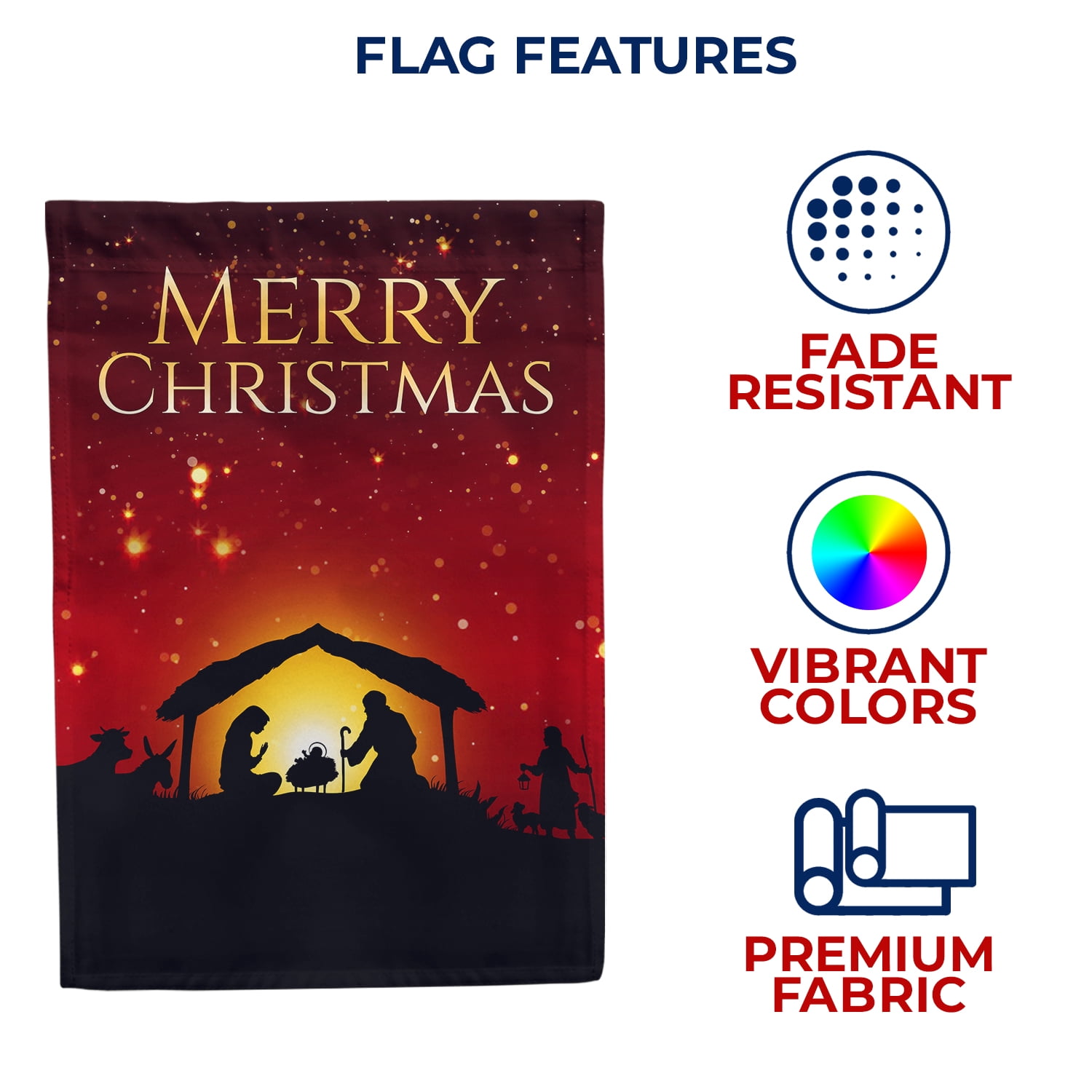 America Forever Merry Christmas Holy Nativity House Flag 28 x 40 Inch Double Sided Outdoor Yard Decorative Holiday Star of Bethlehem Jesus Birth Wise Men Holy Night House Flag