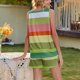 thumbnail image 5 of Conjunto de pantalones cortos informales con cuello redondo y cuello redondo sin mangas a rayas de verano para mujer Fridja  fhjkhfk459591, 5 of 5