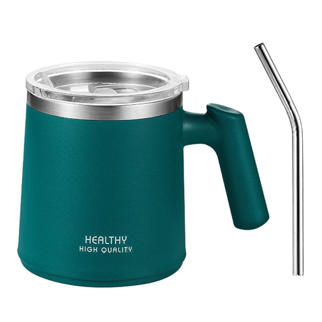 Taza de café aislada de acero inoxidable con asa, taza de viaje de doble pared, vaso con tapa deslizante
