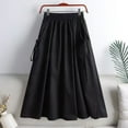thumbnail image 6 of ZenCart Cargo Skirt with Elastic Waist Side Pockets Solid Color A-Line Loose Fit Midi Skirt Workwear Style Drawstring Skirt, 6 of 8