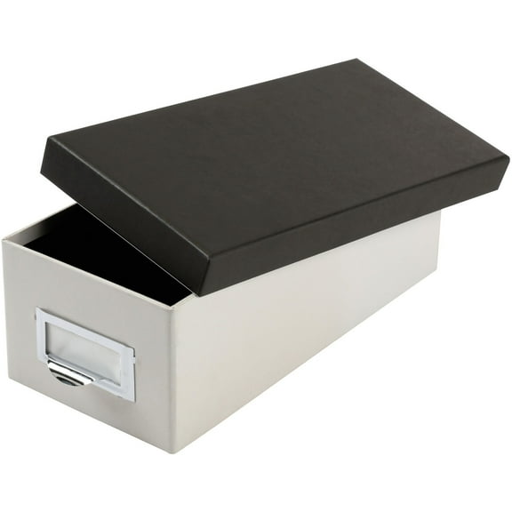 Index Card Storage Box, Holds 1,000 3 X 5 Cards, 5.5 X 11.5 X 3.88, Pressboard, Marble White/black | Bundle of 5 Each