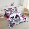 thumbnail image 4 of Erosebridal Halloween Skull Bedding Twin Comforter Set,Gothic Flower Down Comforter,Floral Decor,Reversible,Lightweight,2-Piece, 4 of 7
