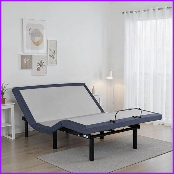 Twin XL Size Adjustable Bed Base with Head/Foot/Lumbar Adjustment, Bluetooth, Wireless Remote & 850lbs Capacity