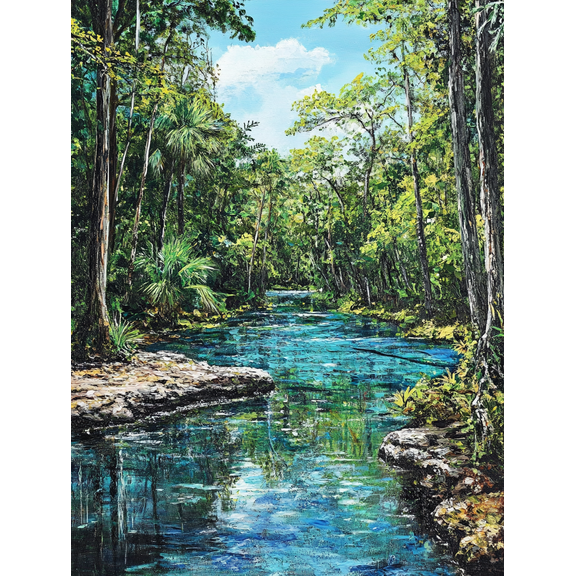 Vibrant Blue River Landscape Canvas Print/Wall Art, Suitable for Living Room, Bedroom, Bathroom, Office, and Hallway Decoration.