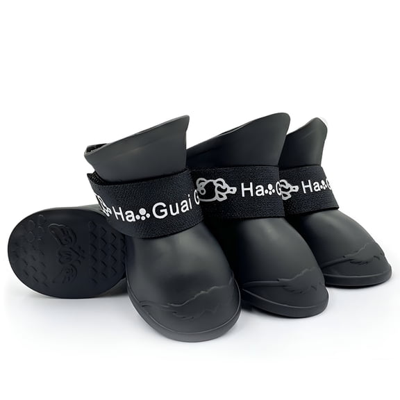 GASTROPOD 4Pcs Silicone Dog Rain Boots, Waterproof Non-Slip Pet Shoes for Small Dogs & Puppies, Paw Protectors