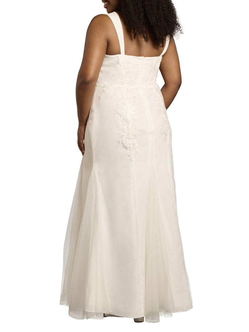 david's bridal lace mermaid dress David's bridal - Floral beaded lace and tulle mermaid wedding dress