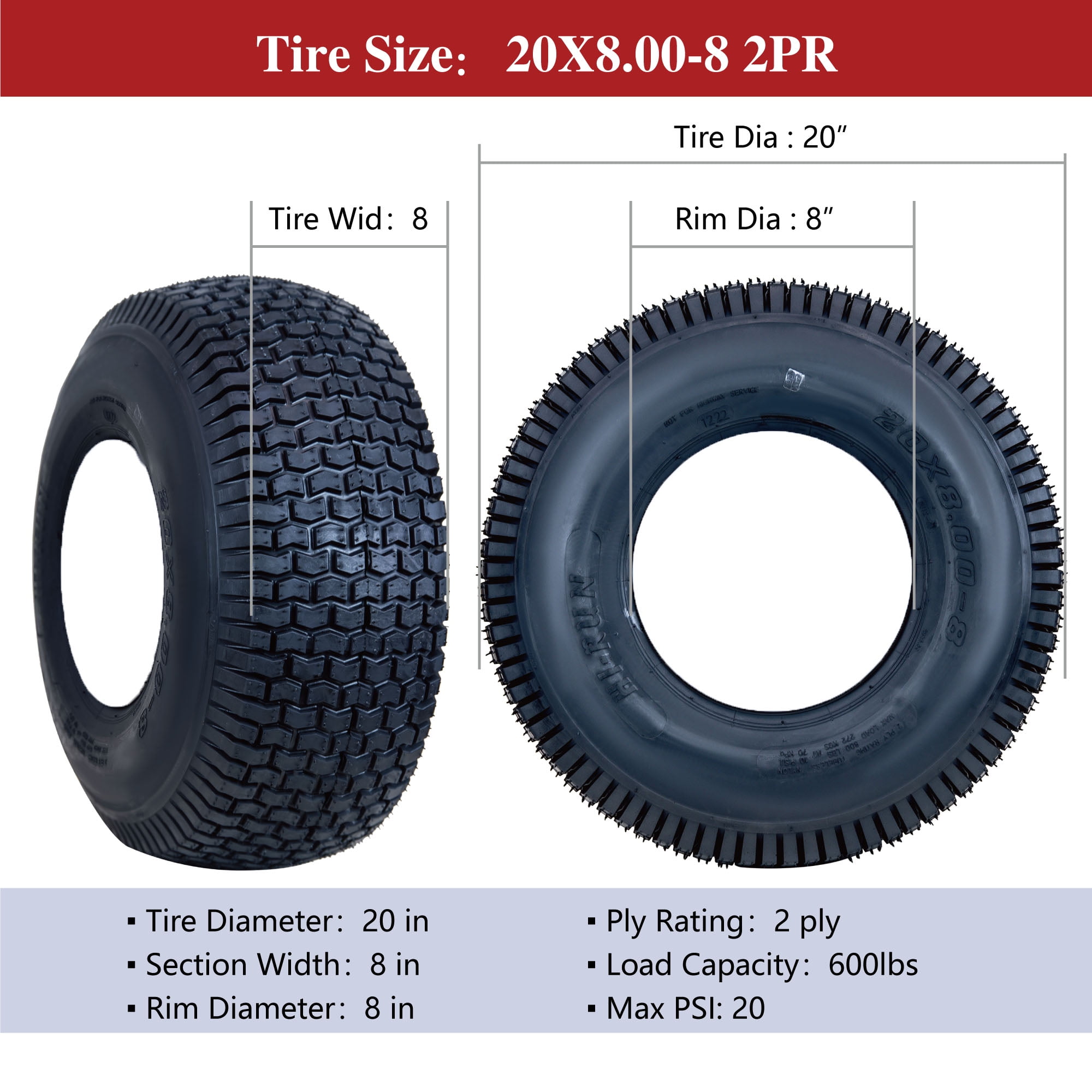 HI-RUN WD1035 PNEU 20X800-8 2PR SU07