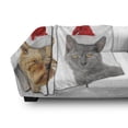 thumbnail image 3 of Christmas Soft Flannel Fleece Throw Blanket, Cat and Dog with Xmas Hats Domestic Pet Animals Holiday Celebration, Cozy Plush for Indoor and Outdoor Use, 50" x 70", Orange Grey Red, by Ambesonne, 3 of 6