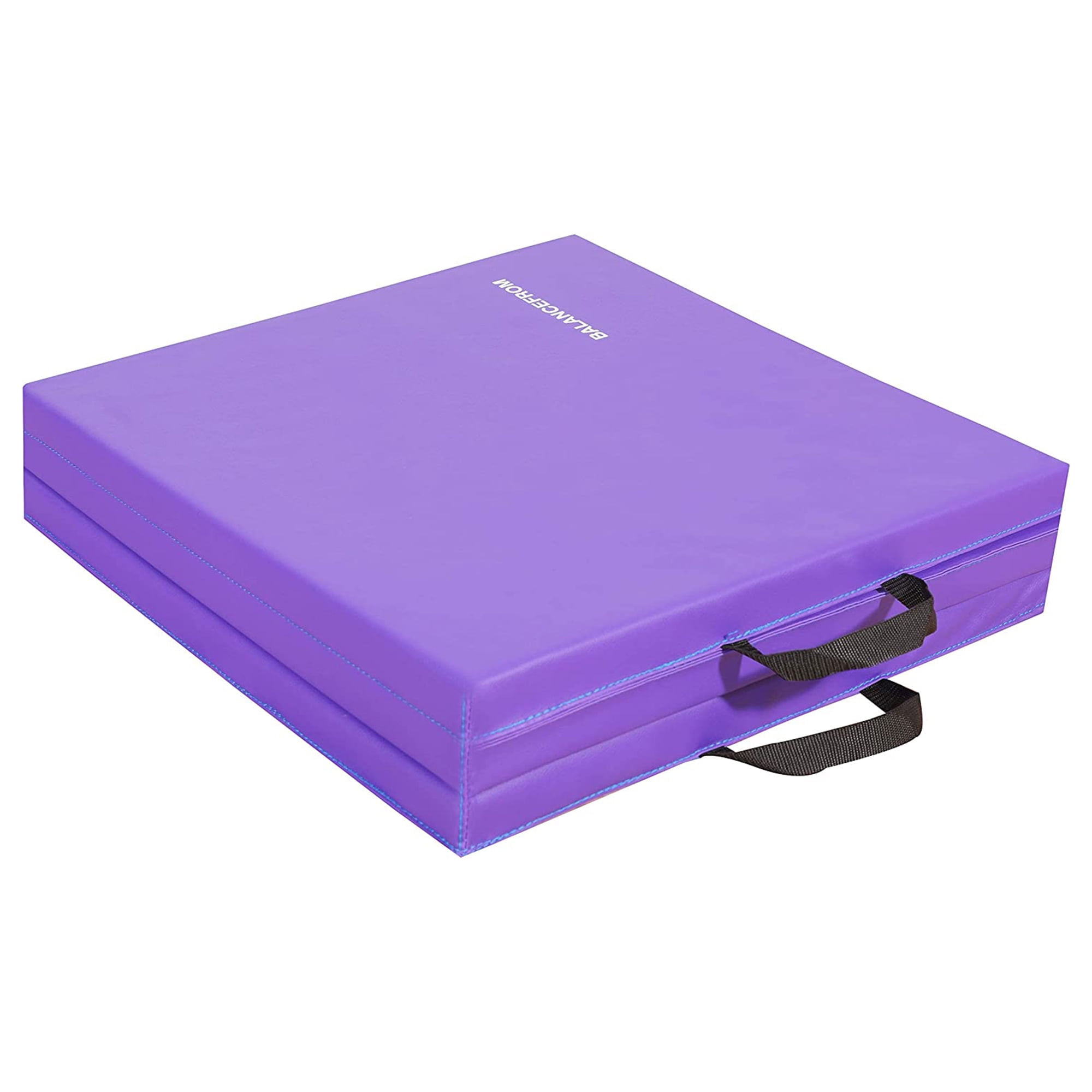 BalanceFrom 6 Ft. x 2 Ft. x 1.5 In. Three Fold Folding Exercise Mat with Carrying Handles for MMA, Gymnastics and Home Gym, Purple