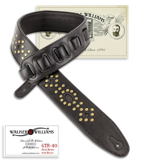 Walker & Williams GTR-40 Dark Brown Leather Strap With Brass Studs