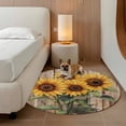thumbnail image 2 of Vintage Summer Round Area&nbsp;Rug 6ft Sunflower Plant Rustic Wood Grain Farmhouse Non-Slip&nbsp;Washable Circle Rugs Soft Felt Indoor Floor Mat for Bedroom Kitchen Living Room Bathroom, 2 of 9