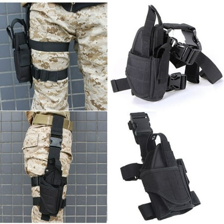 Swat Tactical Drop Leg - Tactical Army Black Pistol Gun Drop Leg Thigh Holster Pouch Adjustable Holder, Black