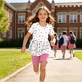 thumbnail image 3 of felwors Toddler Girls Summer Sleeveless Ruffle Top Elastic Shorts Set Kids Short Set 2-8 (Pink, 9-10 Years), 3 of 7