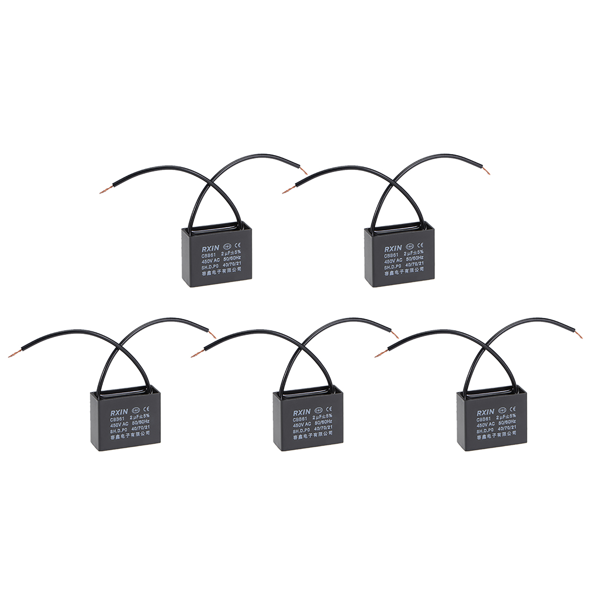 2 Wire Cbb61 Ceiling Fan Capacitor 2uf 450v Ac Metallized