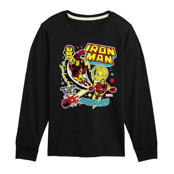 Marvel Iron Man - Sticker Style - Toddler And Youth Long Sleeve Graphic T-Shirt