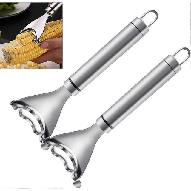 2PCS Magic Corn Cutter Peeler, Corn Stripper Cob Stripper Tool,Premium Stainless Steel Corn Thresher Cob Remover tool