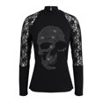 thumbnail image 4 of ICHUANYI Clearance Women's Long Sleeve Rhinestone Turtleneck Lace Fashion Sexy Blouse T-Shirts Slim Bottoming Shirt Tops(Black, XXL) ICHUANYI WER2023080916511, 4 of 9