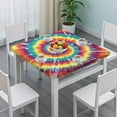 thumbnail image 3 of Colorful Rainbow Tie Dye Spiral Pattern Square Fitted Tablecloth with Elastic Edge,Square Table Cover,Washable Elastic Table Cover for Home Kitchen Party Decor 36"x36", 3 of 6