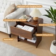 thumbnail image 3 of Wirrytor Nightstand Set of 2 with Charging Station for Bedroom , Wood Wide Bedside Table with Drawer and Shelf, Wide Side Table with Storage for Home Office, End Table for Living Room,Walnut, 3 of 8