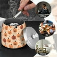 thumbnail image 4 of Yayeee Ashtray with Lid for Cigarette Smokeless Stainless Steel Home Ash Holder, Colorful Halloween Pumpkin Pattern, 4 of 7