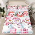 thumbnail image 2 of Manfei Western Christmas Gifts Twin Sheet Set,Pink Snowman,Happy New Year,3-Piece Cozy, 2 of 7