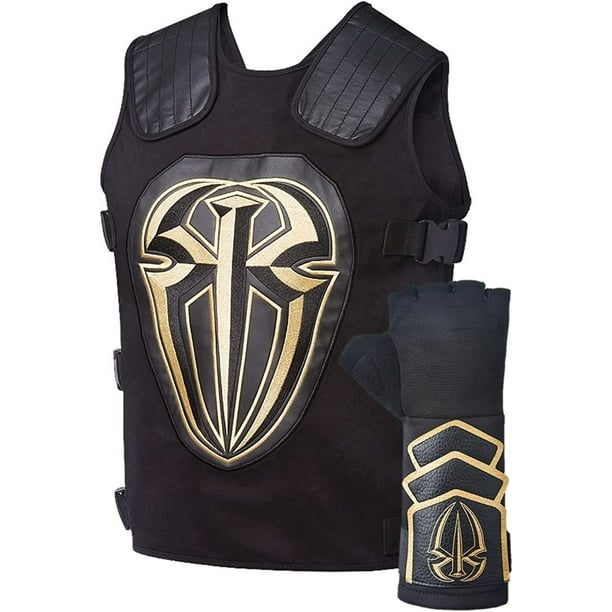 Roman Reigns Colored Wrestling Vest with Glove Costume Gold