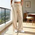 thumbnail image 2 of VBVC Women's Ribbed Wide Leg Lounge Pants , Casual Drawstring Loose Fit Trousers For Women , Ladies' Lightweight Sweatpants with Pockets, Yellow , S-2XL, 2 of 7