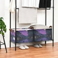 thumbnail image 3 of Yayeee Foldable Storage Basket for Shelves with Handles Set of 2 Waterproof Cloth Bins, Purple Street, 3 of 7