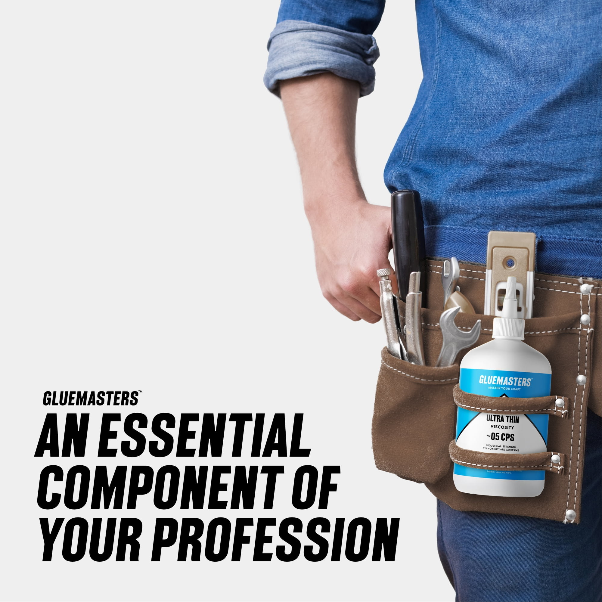 Professional Grade Cyanoacrylate "Super Glue" by Glue Masters - 16 oz - Ultra Thin Viscosity, Clear