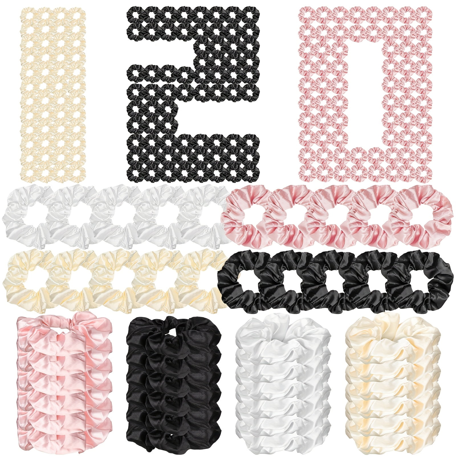 120 Pcs Satin Scrunchies Bulk, Silk Like Hair Ties for Women, 3.94" Soft Elastic Ponytail Holders in 4 Colors, Gentle Hair Bands for Daily Styling Accessories and Gift Giving