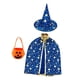 thumbnail image 1 of Capa de mago para cosplay, disfraz para niños y niñas, accesorio fotográfico, capa de bruja para carnaval Azul, 1 of 9