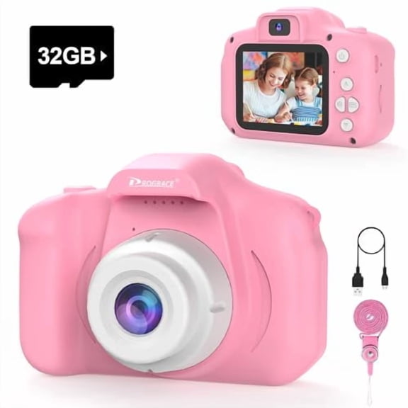 Digital Camera for Kids,40MP FHD 1080P Toddler Camera with 4-16X Zoom and Anti-Shake,IPS HD Screen,Birthday Toys for Girls and Boys Ages 3-12 - Pink