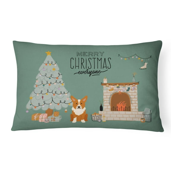 Carolines Treasures CK7663PW1216 Corgi Christmas Everyone Canvas Fabric Decorative Pillow 12H x16W multicolor