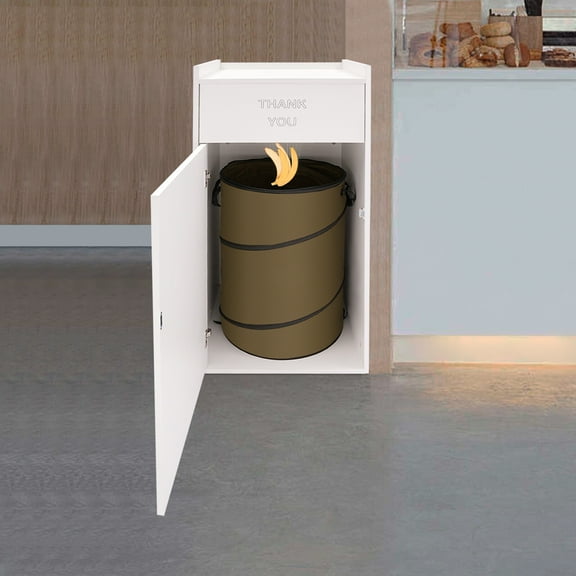Wooden Trash Can with Tray Top, 40 Gallon Garbage Receptacle Cabinet, Commercial Grade Rubbish Bin for Office Cafeteria Restaurant