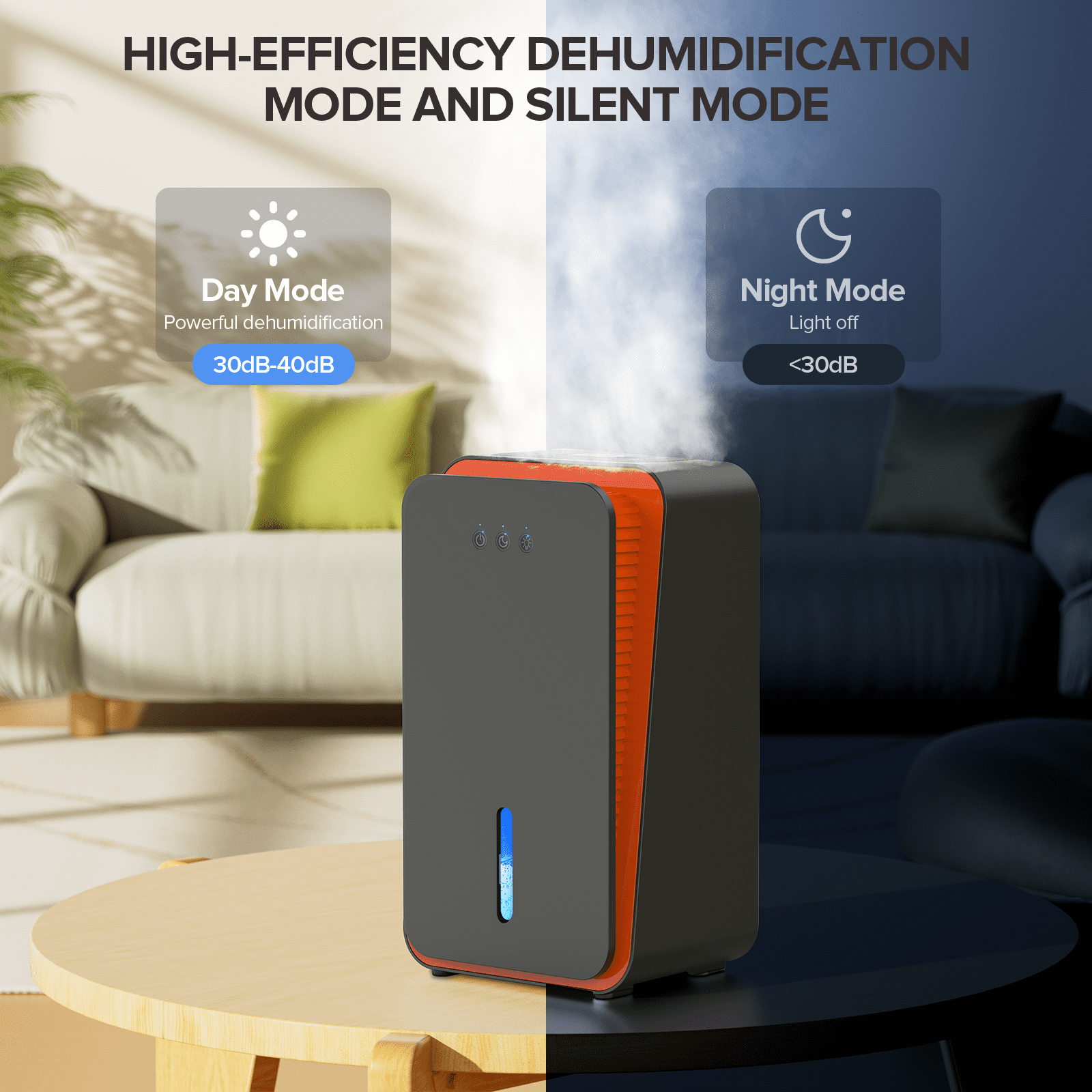 GOOVI Dehumidifier for Home 1000 sq. ft Auto Shut Off Small Dehumidifiers for Basement, Bathroom, Bedroom, with 7 Colors LED Light Built-in Aromatherapy Diffuser