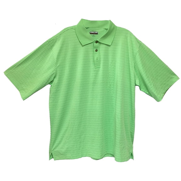 Kirkland Signature Men's Stripe Performance Polo (L, Green)