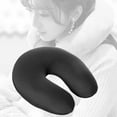 thumbnail image 6 of Travel Neck Pillow Microbeads, U Shaped Head Rest Cushion, 1 Count, 12.2 Inch Polyester, Black Airplane Car Sleeping Support, Comfortable Soft Roll, 6 of 7