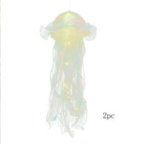 Steadline LED Jellyfish Lantern Set With Glowing Tentacles - Ocean Themed Room Decor For Bedroom And Party Use Battery Operated Hanging Ornament With Color Changing Feature Two-Piece Set